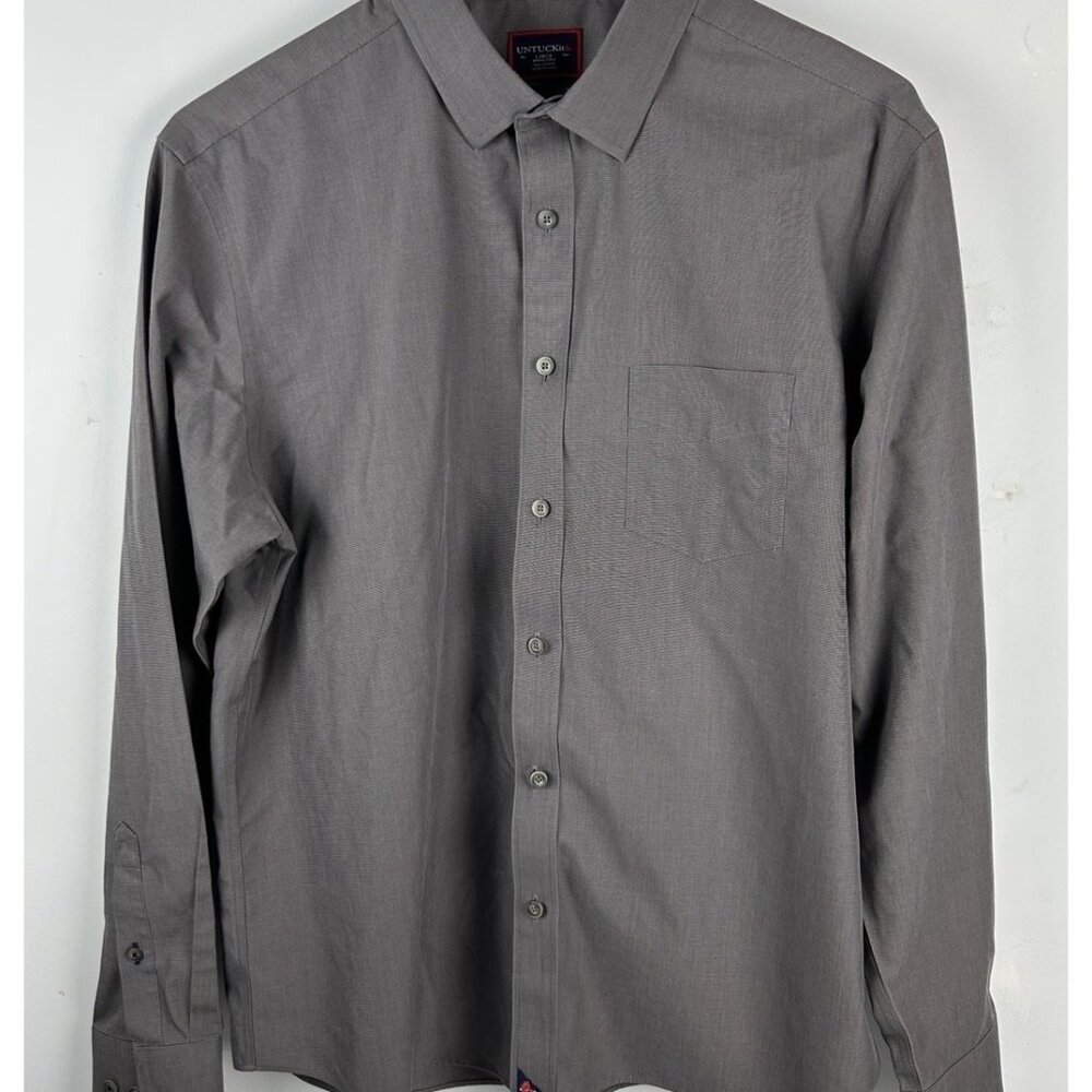 Untuckit Button Down Shirt Mens Large Wf Gray Boston Red Sox Cotton Regular Fit